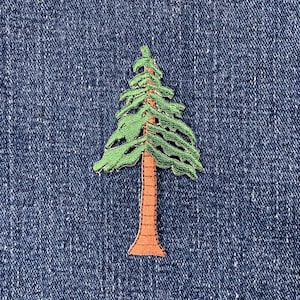 Evergreen Tree Applique Patch - Embroidered Conifer Pine Sequoia Redwood Badge 3" (Iron On)
