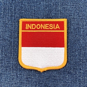 Indonesia Patch - Embroidered Flag Shield Badge 2.75" (Iron On)