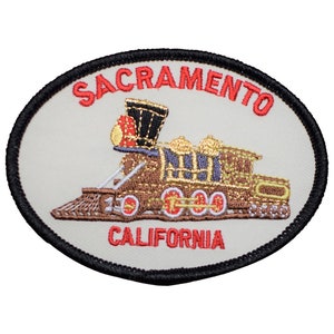 Sacramento Patch - California, Steam Train, Railroad Museum Badge 3.5&quot; (Iron on)