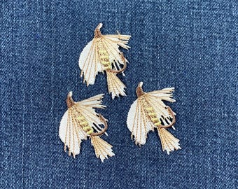 3-Pack Fly Fishing Lure Applique Patch - Embroidered Gold Ribbed Hare's Ear Angling Badge 1.5"