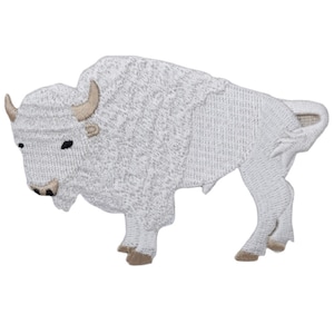 White Buffalo Applique Patch - Sacred Bison, Spiritual Animal Badge 4&quot; (Iron on)