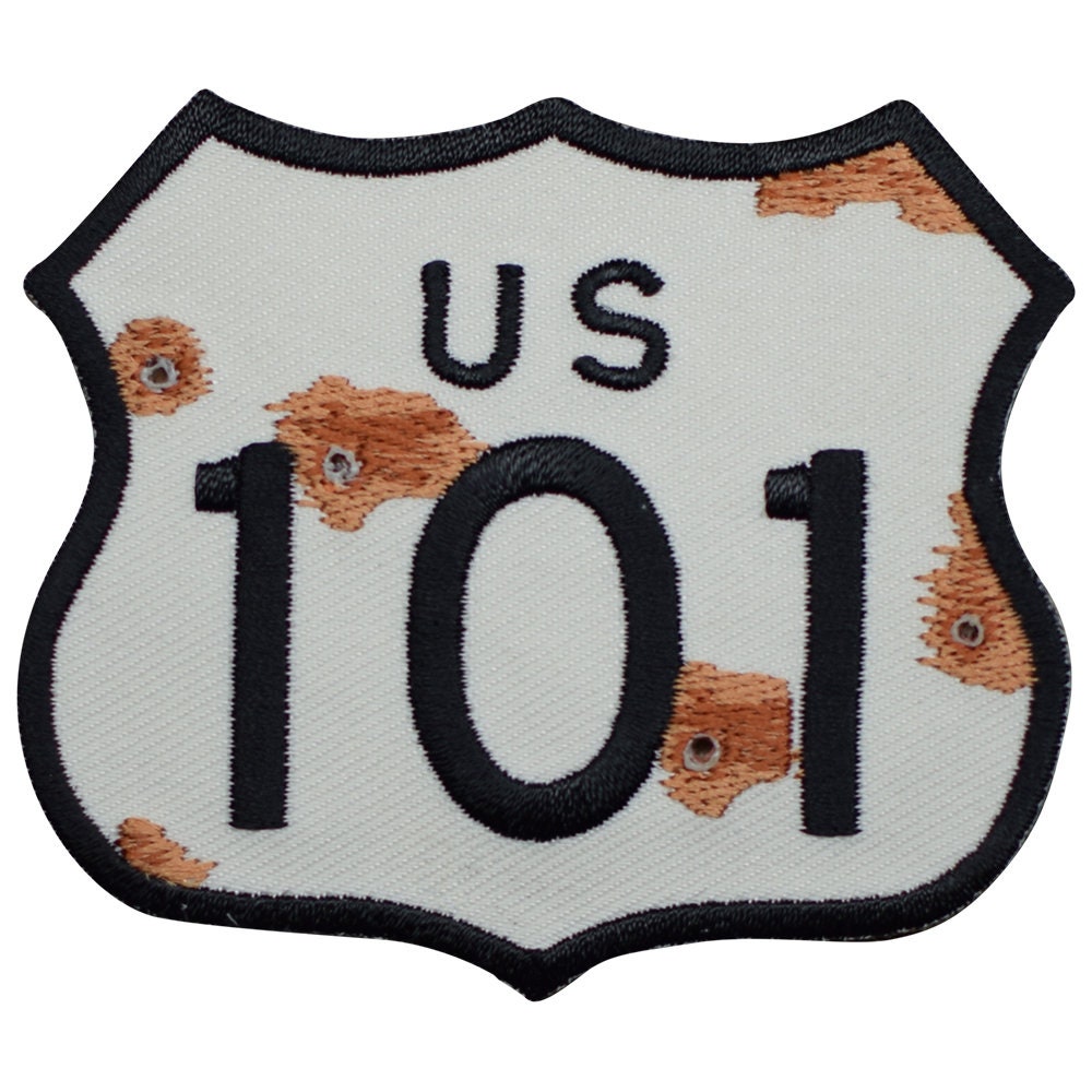 US HIGHWAY 101 iron-on PATCH CALIFORNIA Embroidered HWY ROAD SIGN SOUVENIR new 