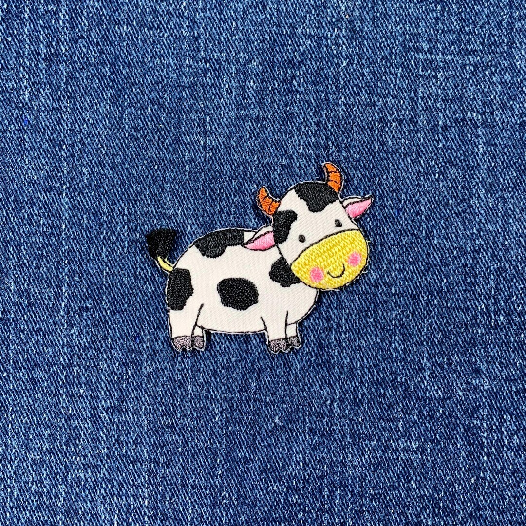 Cow Applique Patch: Embroidered Heifer Calf Farm Badge - 2-1/8