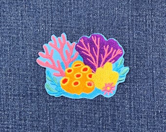 Parche de arrecife de coral - Insignia bordada de océano y playa de 7 cm (para planchar)