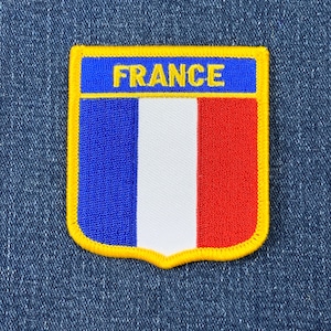 France Patch - Paris French Flag Embroidered Shield Badge 2.75&quot; (Iron Or Sew On)