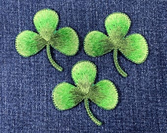 3-Pack Shamrock Applique Patch - Embroidered Clover Good Luck Badge 2" (Iron On)