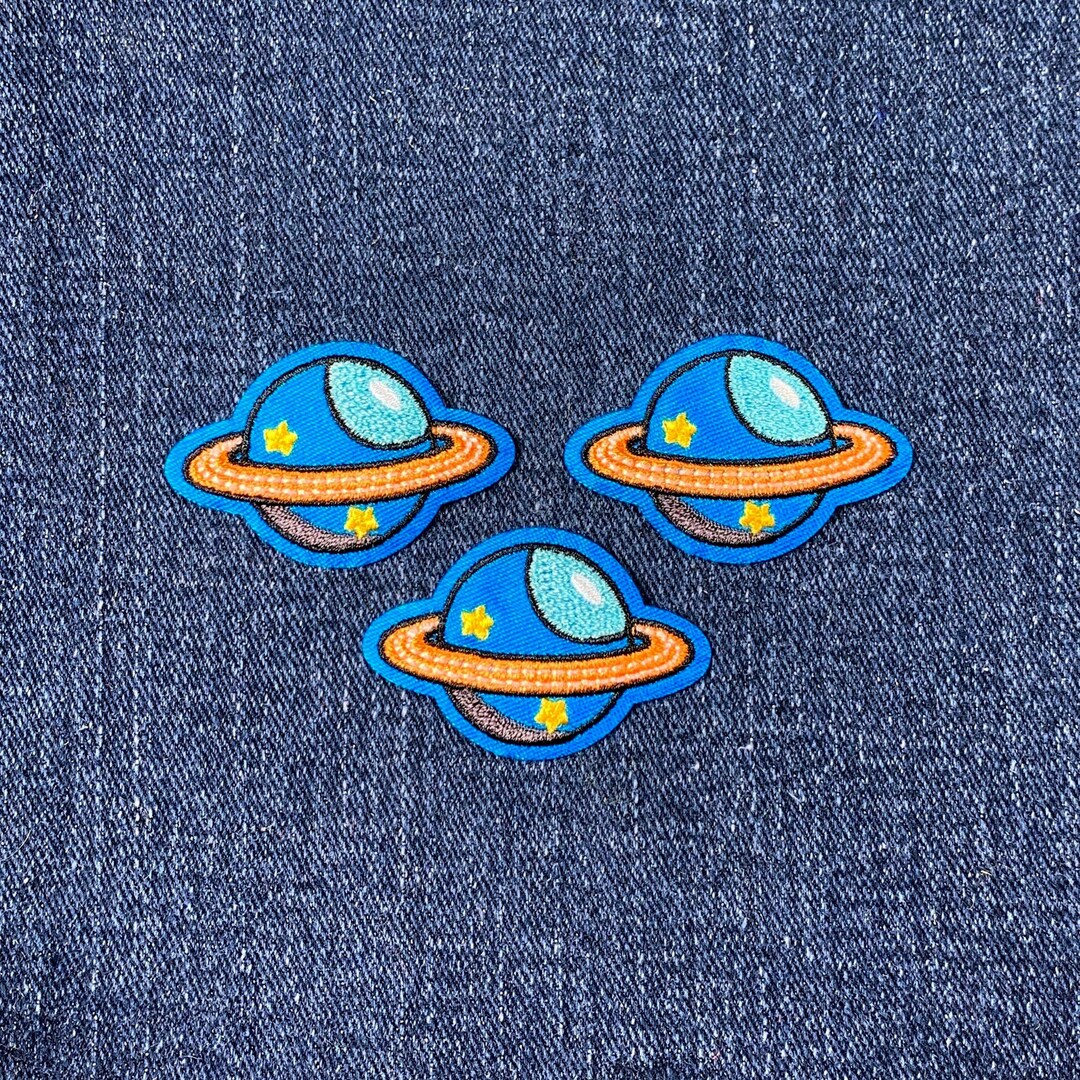 3-pack Saturn Applique Patch - Mini Embroidered Space & Planetary Badge ...