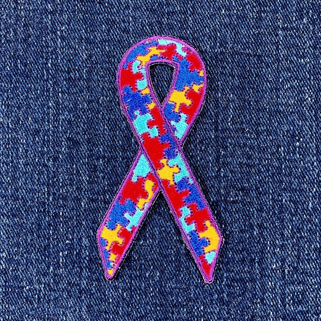 Autist Patch Autism Ribbon Applique Patch - Embroidered Awareness Badge 3