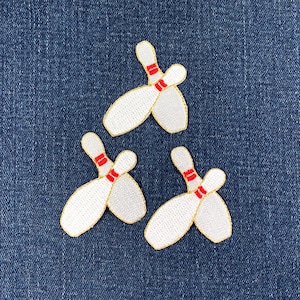 3er Pack Bowling Pins Applikation Patch - Gesticktes League & Uniform Abzeichen 1-7 / 8 "(Iron On)