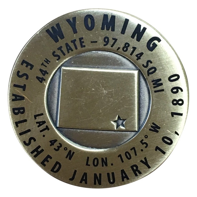 Wyoming Geo Marker Pin Est 1890 44th State Hiking Etsy - image 0