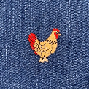 Chicken Applique Patch - Egg Farm Animal Hen Small Embroidered Badge 1.5&quot; (Iron on)