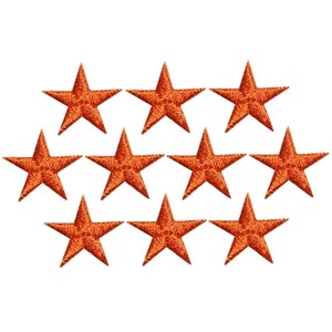 Star Applique Patch - Orange Embroidered Badge 5/8&quot; (10-Pack, Iron on)