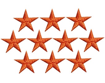 Star Applique Patch - Orange Embroidered Badge 5/8" (10-Pack, Iron on)