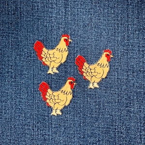3-Pack Chicken Applique Patch - Embroidered Hen & Farm Animal Badge 1.5" (Iron On)