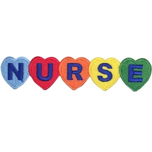Nurse Applique Patch - Heart, Love, Rainbow, Medical Badge 4" (Iron on)