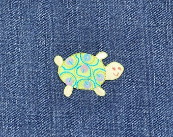 Parche con aplique de tortuga con lentejuelas - Insignia bordada de animal marino de 4,4 cm (para planchar)