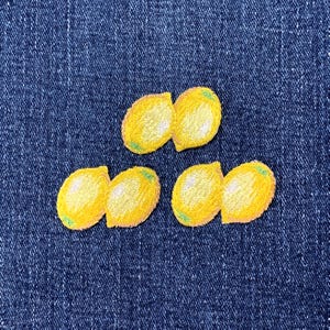 3-Pack Lemon Applique Patch - Embroidered Citrus Fruit & Badge 1.5" (Iron On)