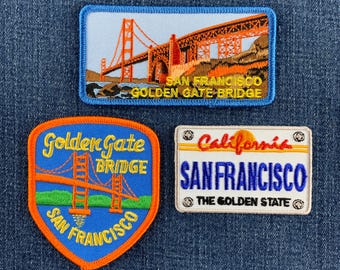 3er-Pack San Francisco Aufnäher-Set – Bestickte Nummernschildabzeichen mit Golden-Gate-Brücke-Motiv aus Kalifornien