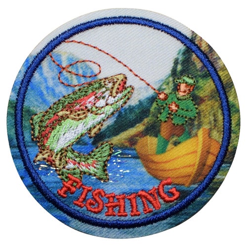 Fishing Boat Applique Patch Bobber Fisherman Badge Etsy