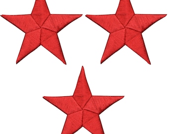 Star Applique Patch - Red 2.25" (3-Pack, Iron on)
