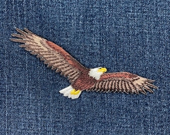 Soaring Eagle Applique Patch - Embroidered Bird Badge 4.5" (Iron On)