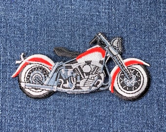 Motorcycle Applique Patch - Embroidered Cruiser Bike Badge 4" (Iron On)