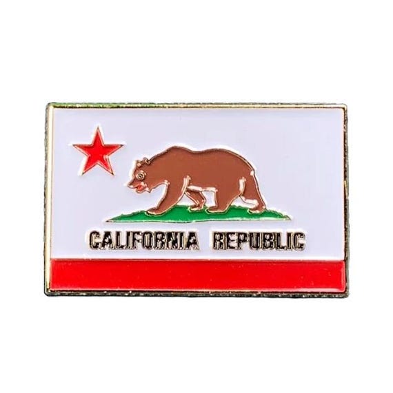 カリフォルニア州旗ピン - CA共和国鋳造金属エナメルゴム裏地 1.25