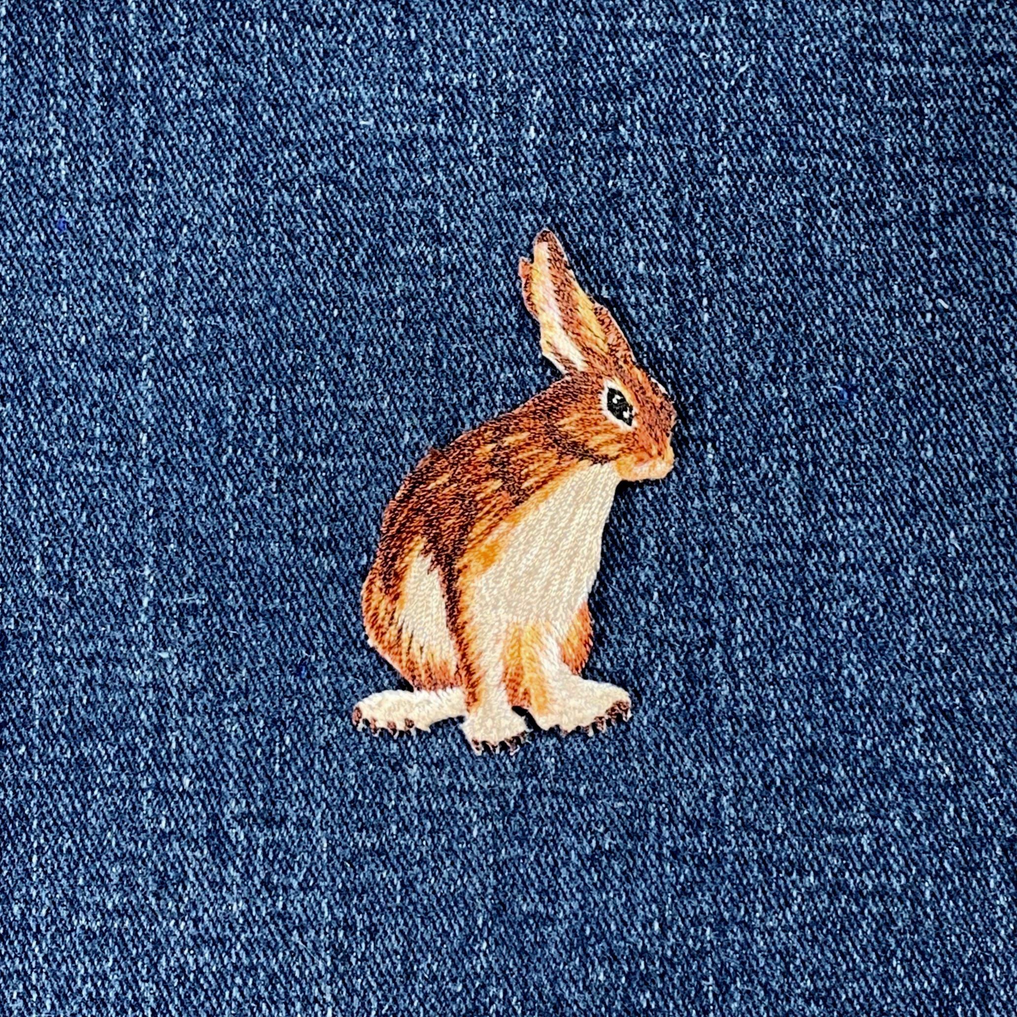 Jack Rabbit Applique Iron-On Patch - Embroidered Wild Hare/Bunny Badge, 2-1/8" Size