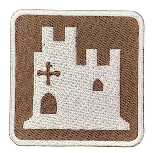Castle Patch - Embroidered Road Sign Historic Point Of Interest Badge 2" (Iron On)