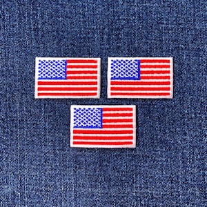 アメリカ国旗パッチ 3枚パック - 刺繍入り USA アメリカ合衆国バッジ 1-5/8インチ (アイロン接着)