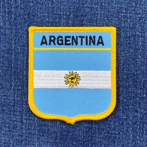 Argentina Patch - Embroidered Flag Shield Badge 2.75&quot; (Iron Or Sew On)