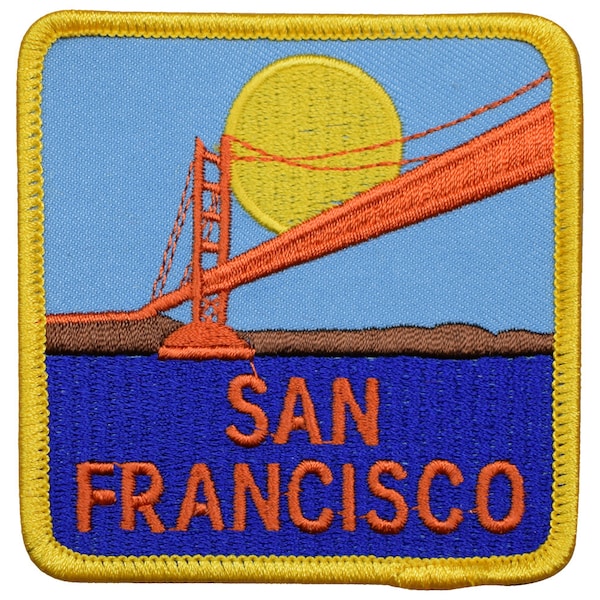 San Francisco Patch - California, Golden Gate Bridge, Sunset 3" (Iron on)
