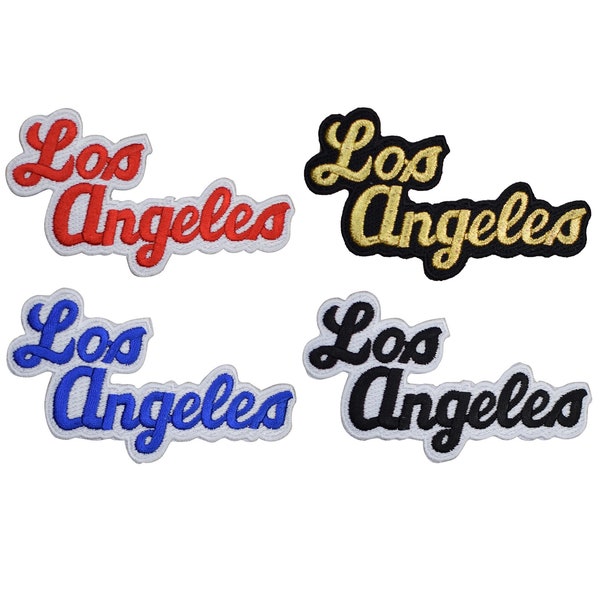 Los Angeles Patch - CA, California, LA Script Badge 4" (4-Pack or Sold Individually, Iron on)