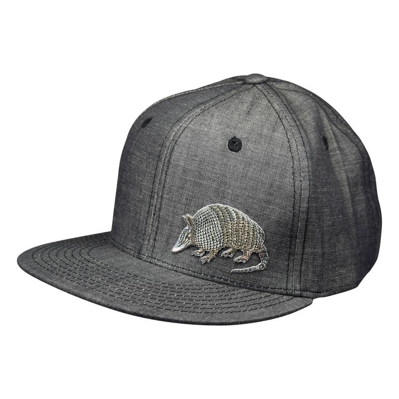 Armadillo Snapback Hat Washed Black Denim Cap Etsy