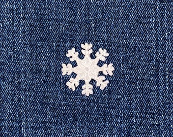 Parche de aplique de copo de nieve blanco - Mini insignia de nieve bordada de 2,5 cm (para planchar)