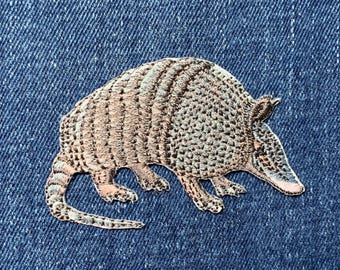 Armadillo Applique Patch - Embroidered Animal Badge 2.5" (Iron On)