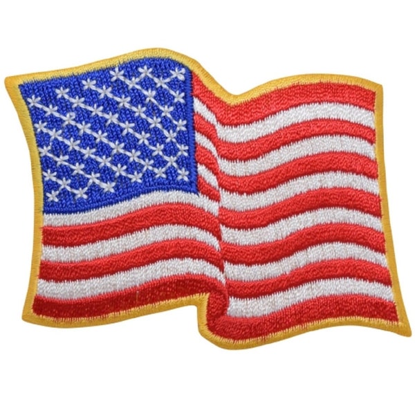 Mittlerer gewellter amerikanischer Flaggen-Applikations-Patch - USA USA Abzeichen 3,25" (aufbügeln)