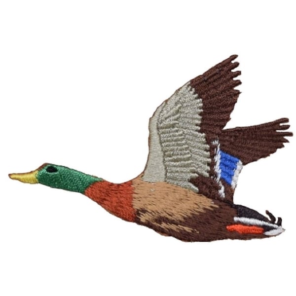 Duck Applique Patch  - Flying Drake Mallard, Water Fowl Badge 3" (Iron on)