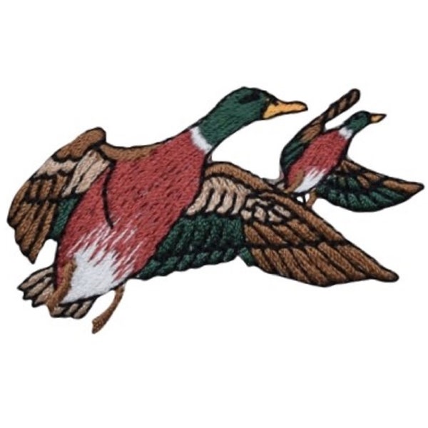 Duck Applique Patch - Flying Drake Mallards, Water Fowl Bird 2.5" (Iron on)