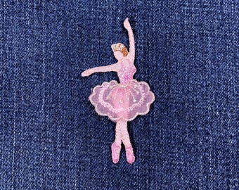 Ballerina Applique Patch - Embroidered Ballet Dancer Badge 3.25" (Iron on)