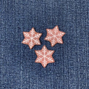 Lebkuchen Schneeflocke Aufnäher - Gestickter Weihnachtsabzeichen (3 Stück, zum Aufbügeln, 3,25 cm)