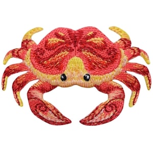 Crab Applique Patch - Sea Ocean Seafood Beach Fishing Badge 2.75" (Iron on)