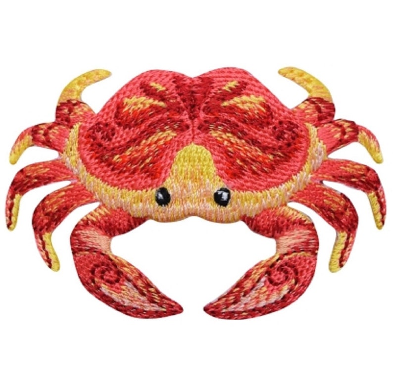 Crab Applique Patch Sea Ocean Seafood Beach Fishing Badge 2.75 Iron on image 1