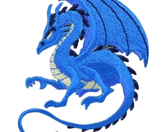9722 blue dragon Drake féroce asiatique chinois mystique Fantasy Magic iron on patch