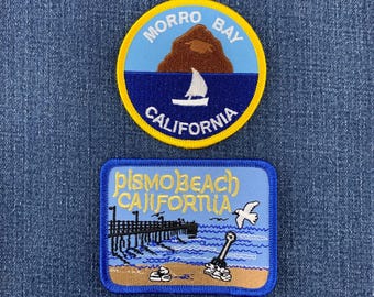 Paquete de 2 parches de la Costa Central de California: insignias bordadas de Pismo Beach y Morro Bay (para planchar)