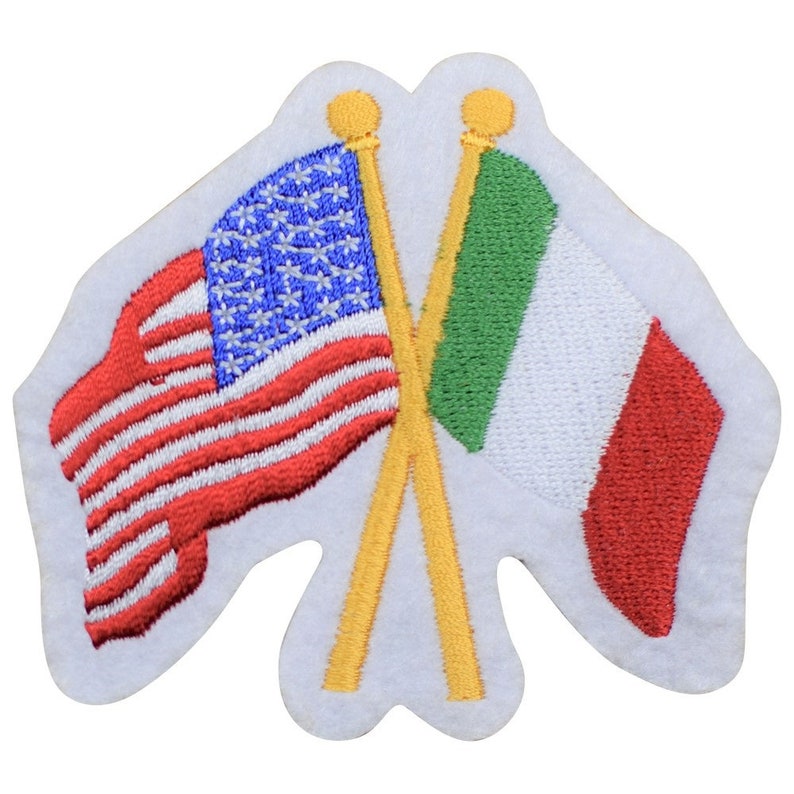 Italy Applique Patch USA and Italia Flags United, Rome Badge 3.25 Iron on image 1