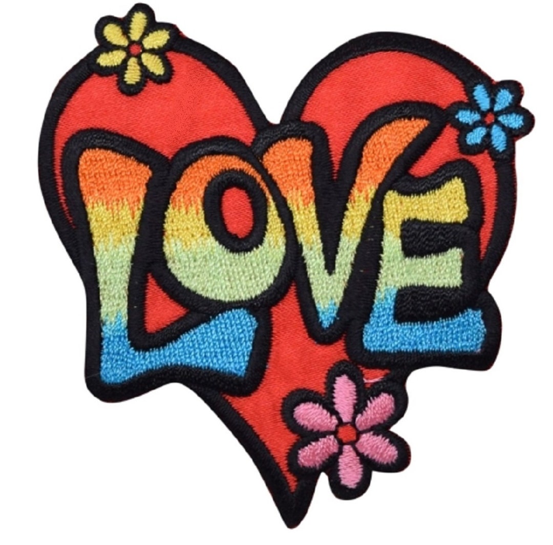 Heart Of Flowers Applikation Patch - Lila Blüten Aufbügler, Liebesabzeichen Ca. 4,8 Cm (1-7/8")