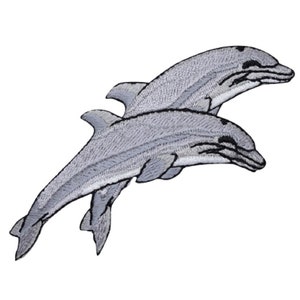 Dolphin Applique Patch - Jumping Dolphins Badge 3.75" (Iron on)