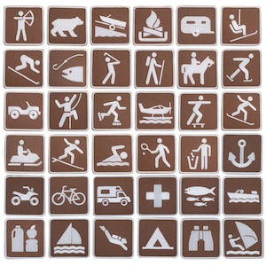 Park Signs Applique Patch Set - Recreational Activities 2" (36-Pack or Sold Individually, Iron on)