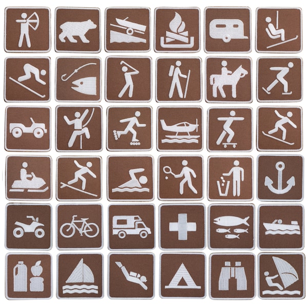 Park Sign Patches - Gestickte Freizeitaktivitätsabzeichen 2 "(Iron On)